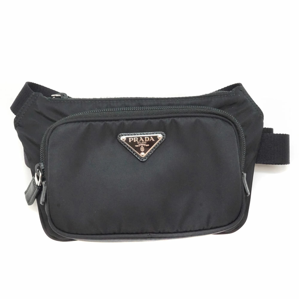 Prada ReNylon Saffiano Leather Belt Bag black